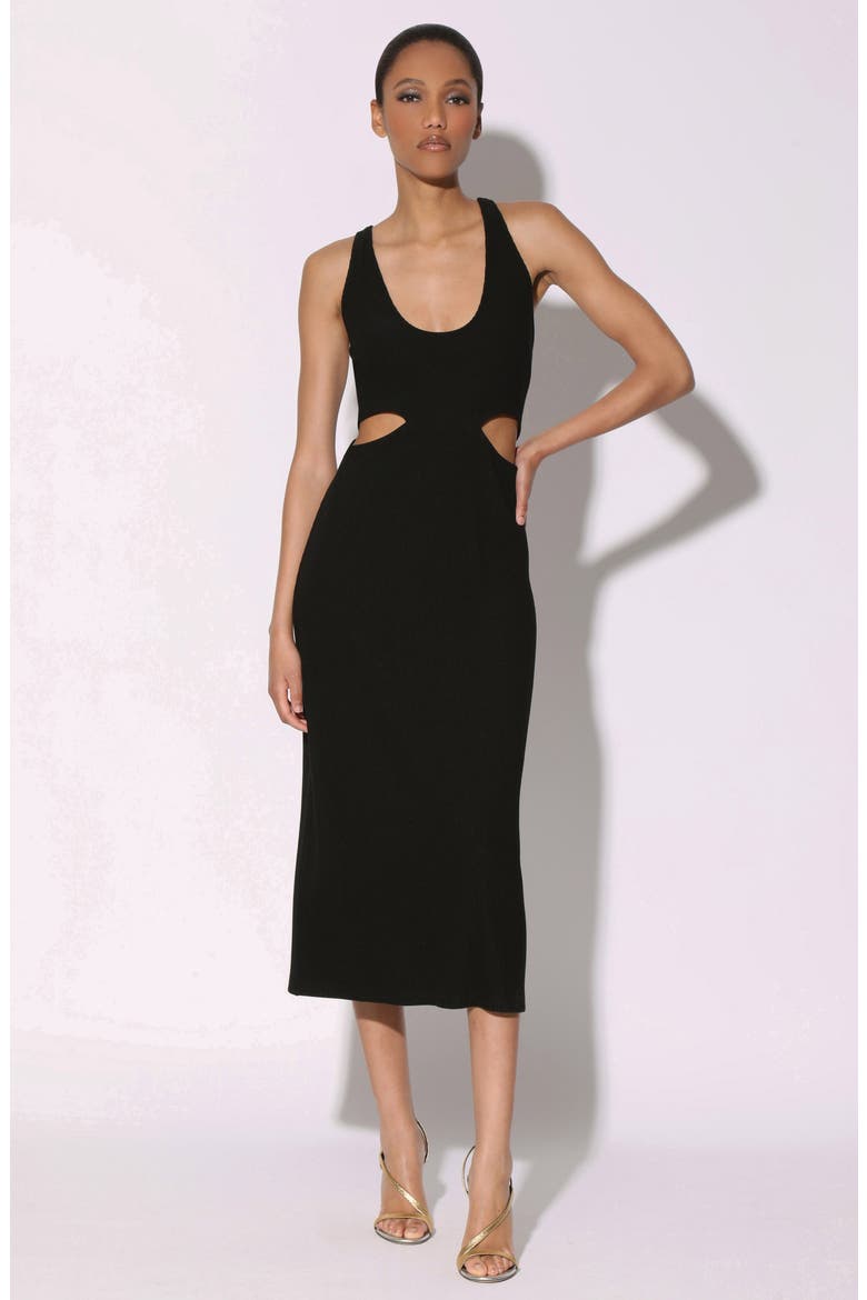 Merrryn Midi Dress, Alternate, color, BLACK