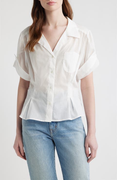 Sheer Cotton Button-Up Shirt