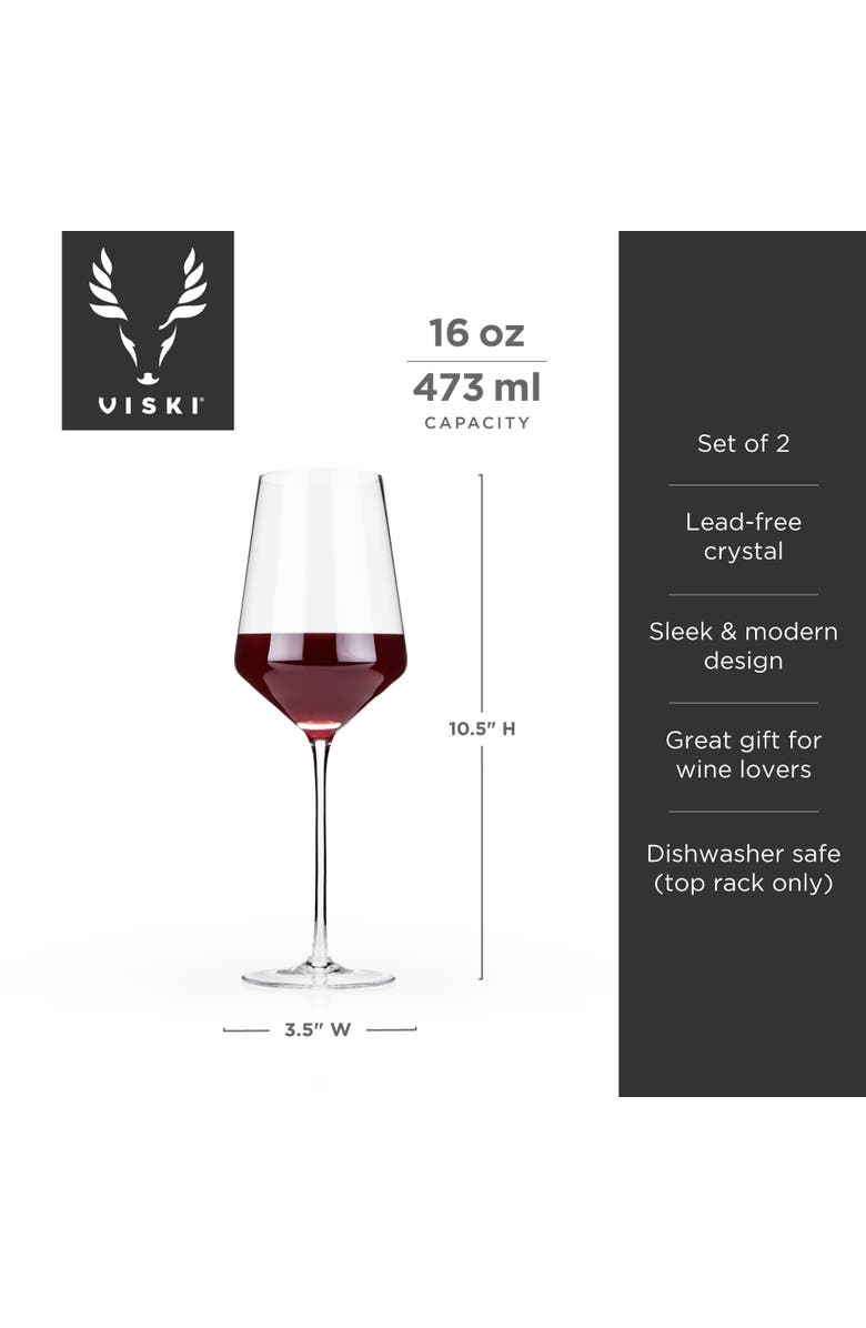 Viski Raye Crystal Angled Bordeaux Glasses Set of 2, Alternate, color, Clear