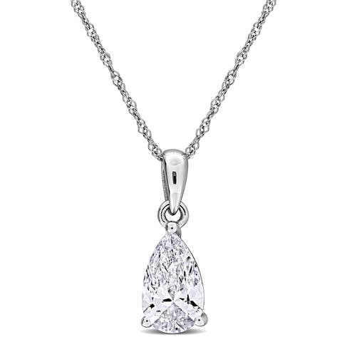 Lab-Grown Diamond Solitaire Pear Necklace 10k