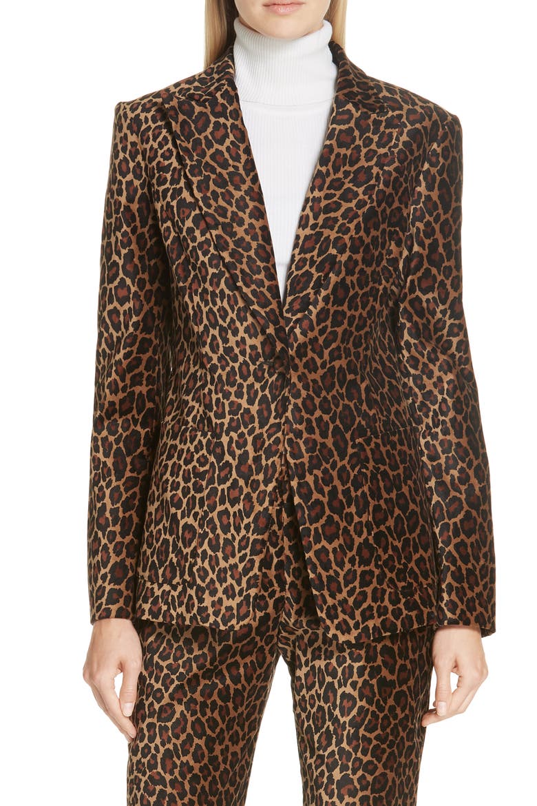 Mercer Marina Leopard Print Jacket, Main, color, NATURAL