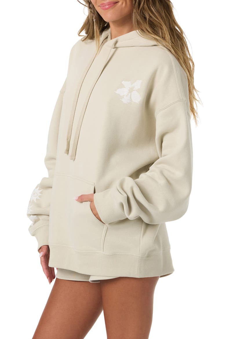 Tropic Melt Oversize Cotton Blend Hoodie, Alternate, color, LIGHT KHAKI