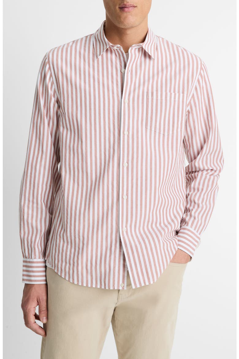 Stripe Classic Fit Button-Up Shirt, Main, color, SEPIA/ OPTIC WHITE
