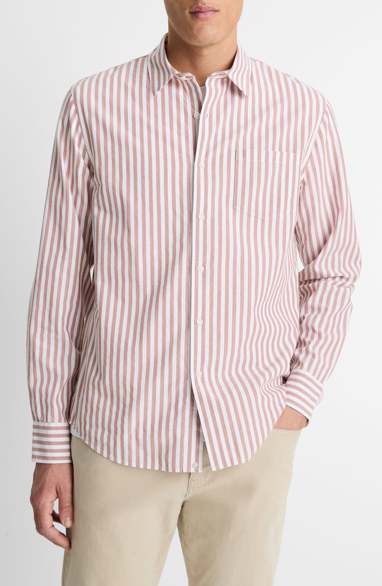 Vince Stripe Classic Fit Button-Up Shirt, Main, color, Sepia/ Optic White