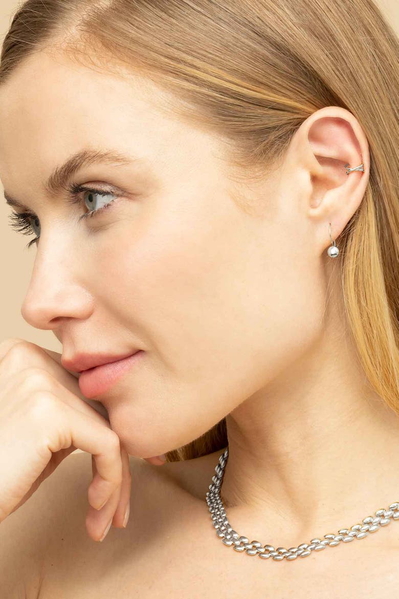14K Gold Buttoned Up Drop Earrings, Alternate, color, White Gold