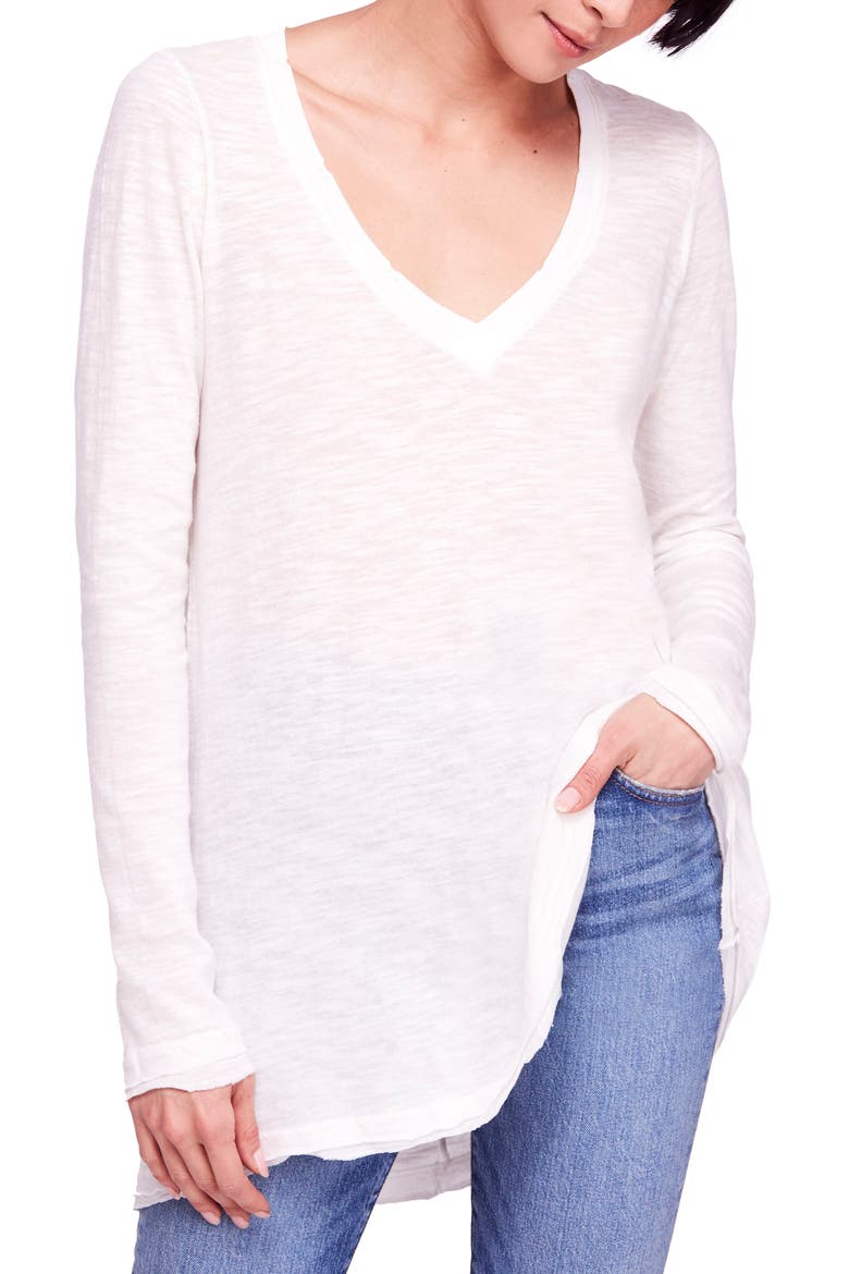 'Anna' Burnout High/Low Tee, Main, color, WHITE