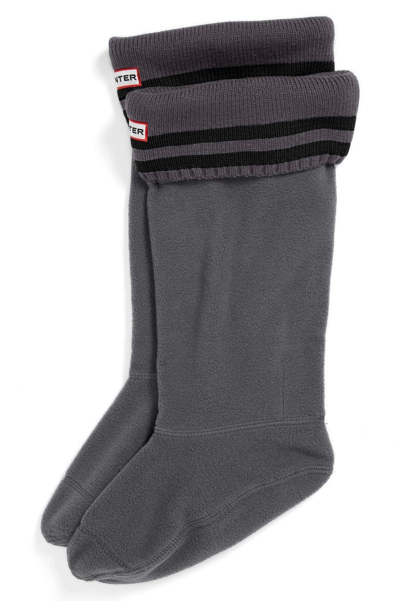 Tall Stripe Cuff Welly Socks, Main, color, CHARCOAL/ BLACK