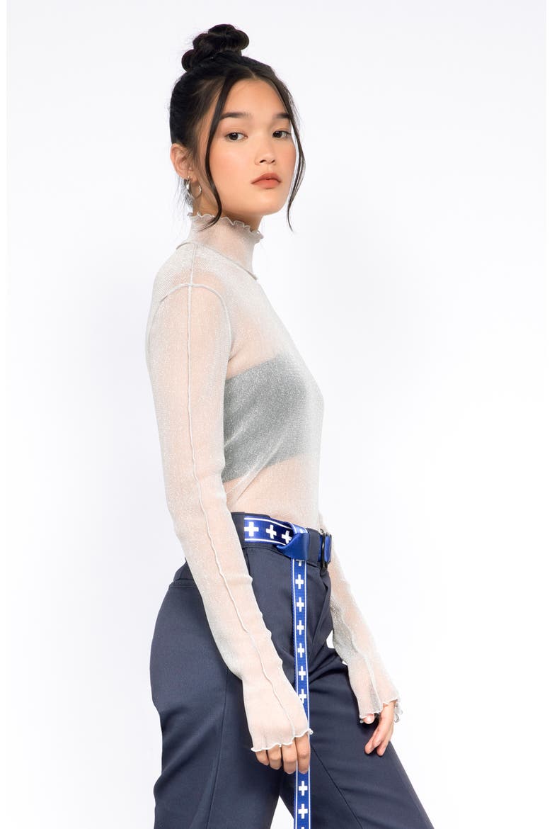 Crop Mock Neck Top (Nordstrom Exclusive), Alternate, color, GREY VIOLET- SILVER