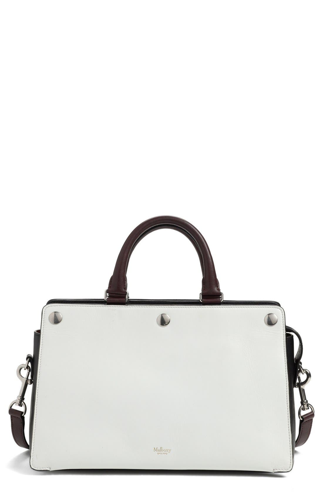 'Chester' Leather Satchel, Main, color, WHITE/BLACK/OXBLOOD