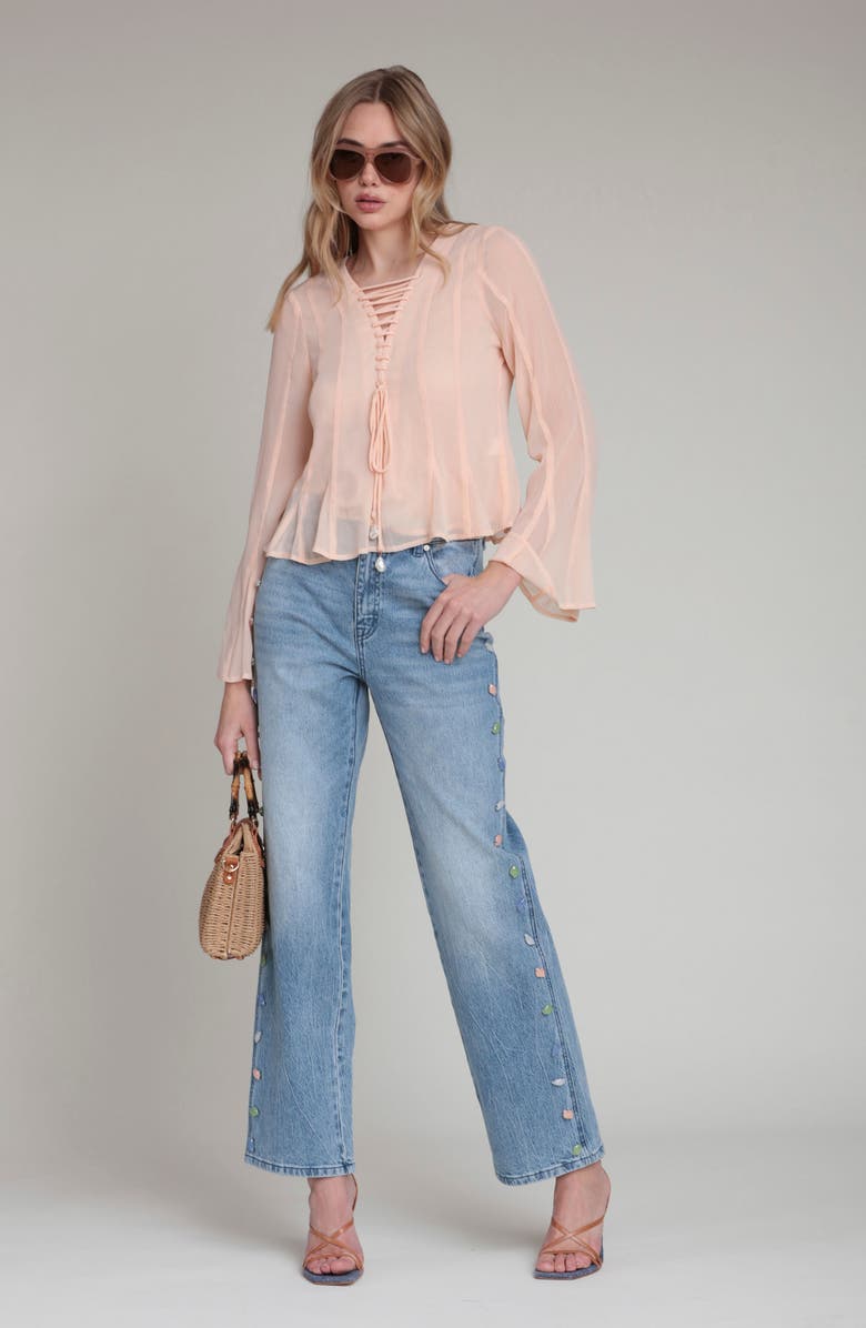 Avec Les Filles Stone Detail Jeans, Alternate, color, Flutter Wash