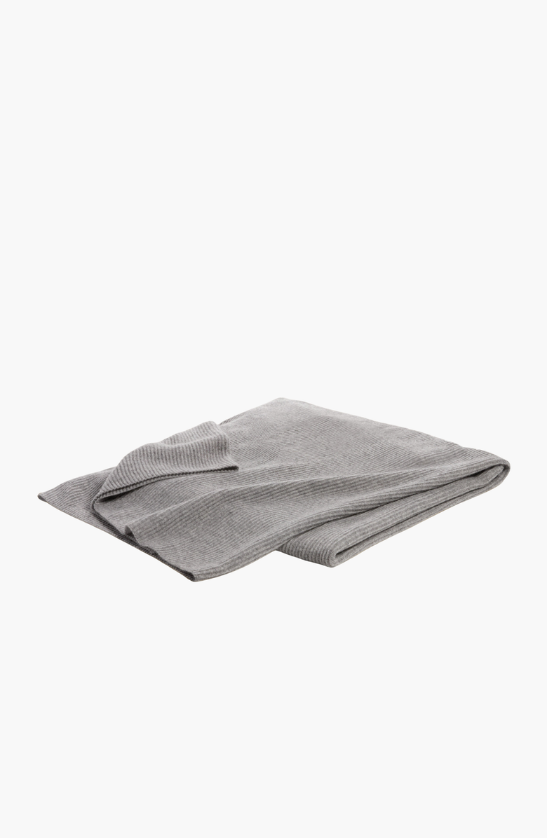 Italic Vallon Ribbed Cashmere Throw Blanket, Main, color, Heather Grey