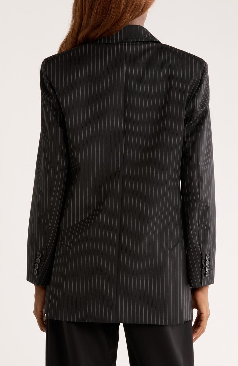 Max Mara Mattia Pinstripe Virgin Wool Blazer, Alternate, color, Black/ White