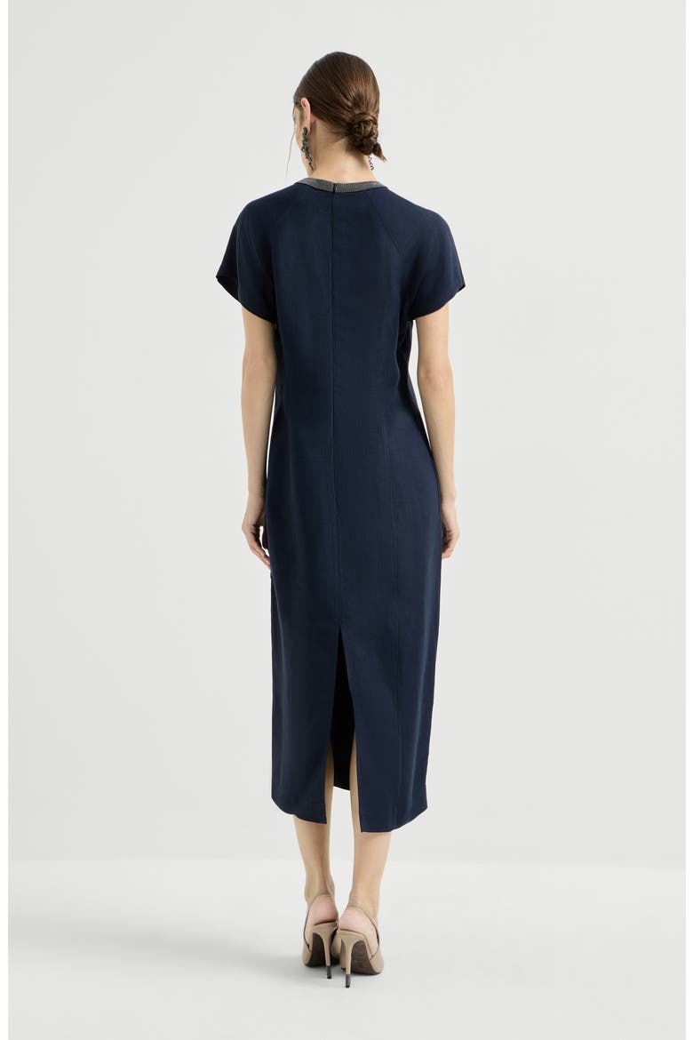 Twill dress with monili, Alternate, color, Blue