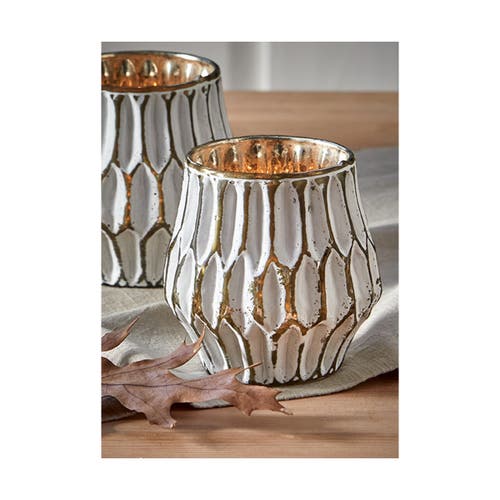 Tag White Aria Glass Tealight Candle Holder Decorative Centerpiece In White