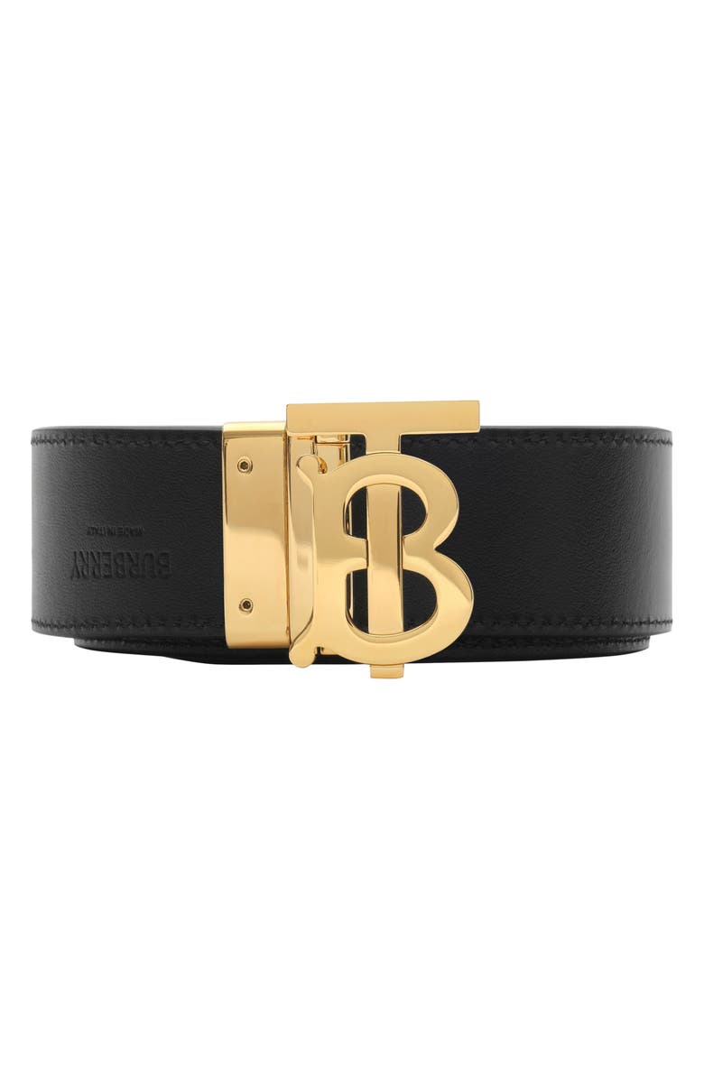 Burberry TB Plaque Check Reversible Belt, Alternate, color, Archive Beige/ Gold