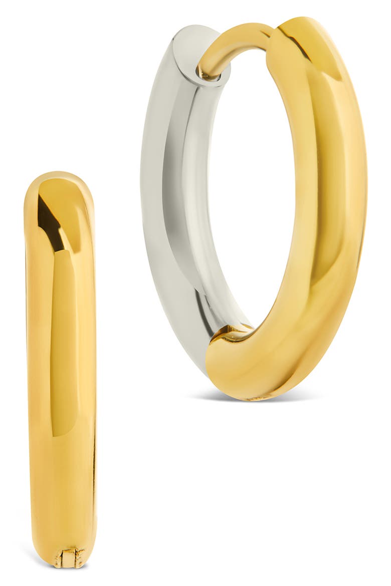 Two Tone Huggie Hoop Earrings, Main, color, DUAL TONE