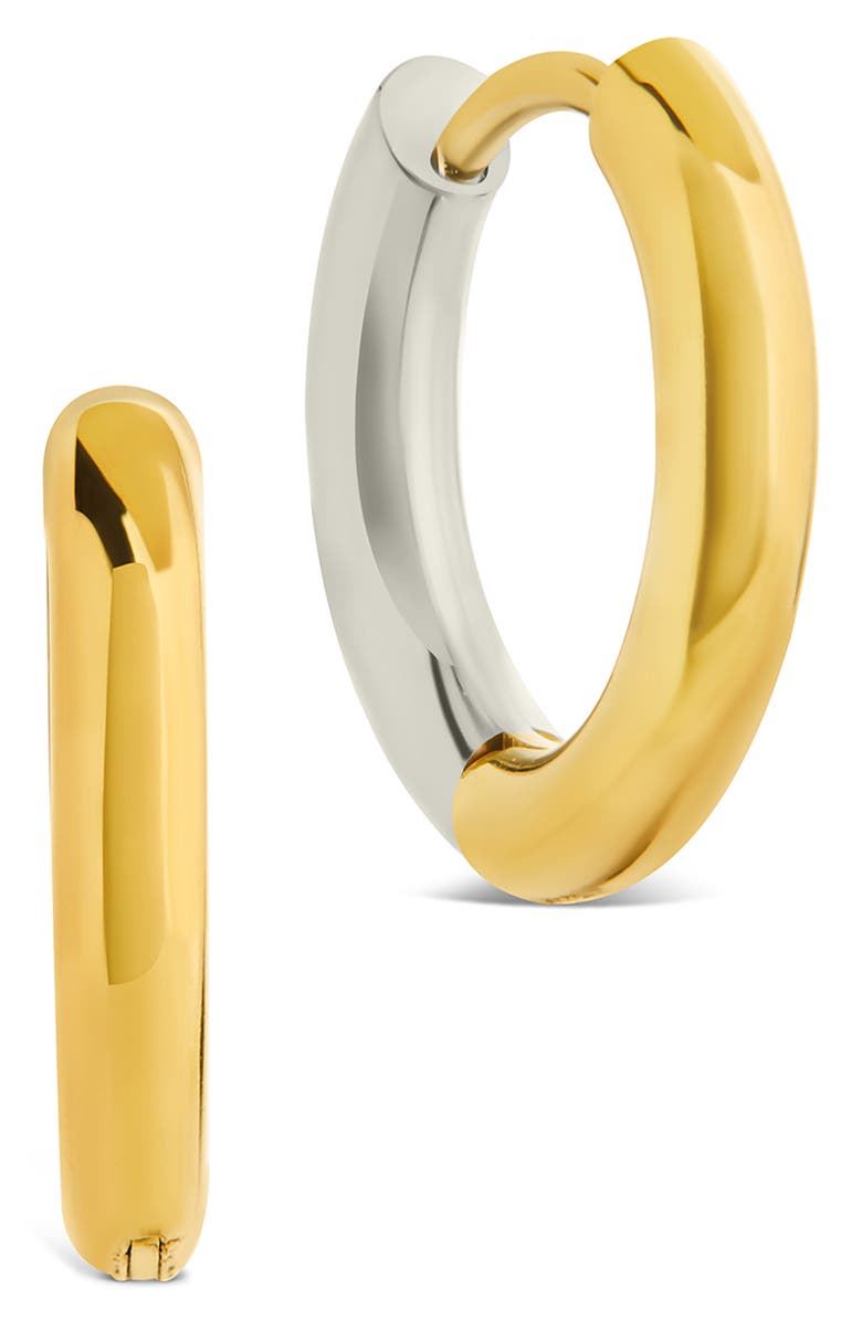 Sterling Forever Two Tone Huggie Hoop Earrings, Main, color, Dual Tone