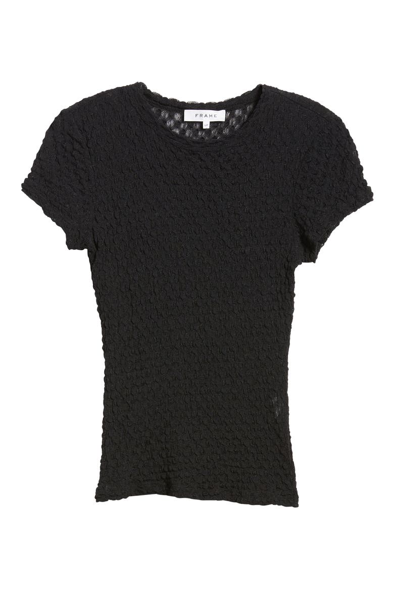 Textured Semisheer Mesh T-Shirt, Alternate, color, NOIR
