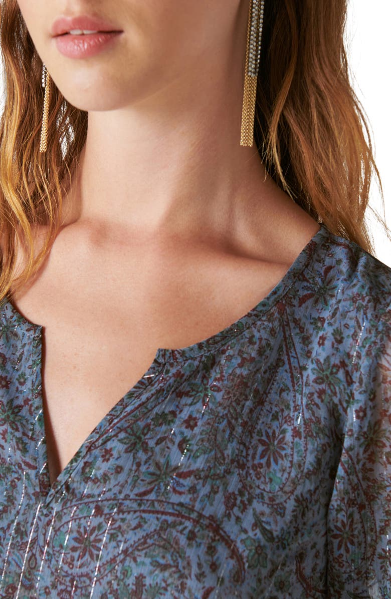 Lucky Brand Paisley Split Neck Peasant Top, Alternate, color,