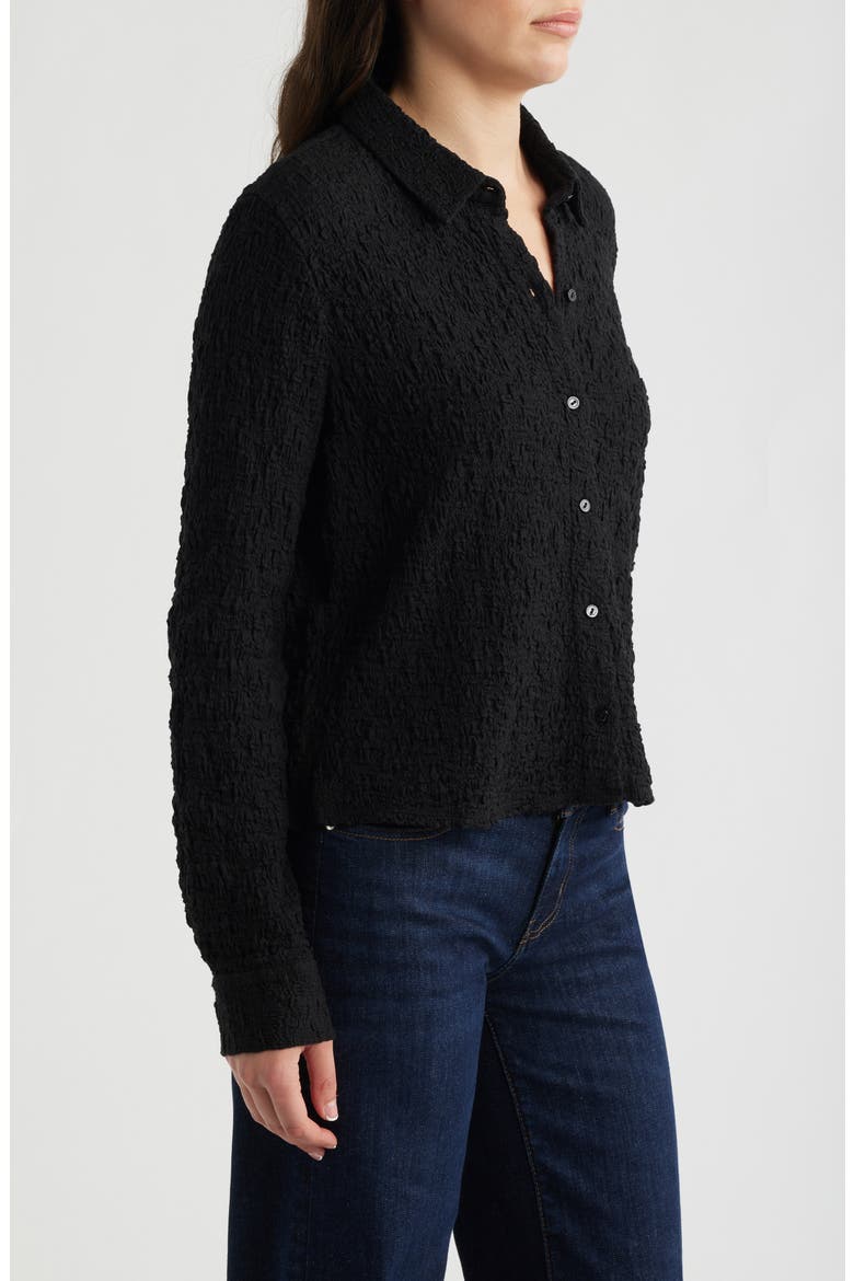 Classic Collar Stretch Organic Cotton Blend Button-Up Shirt, Alternate, color, BLACK