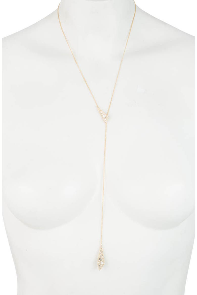 Essentials Crystal Encrusted Origami Y-Necklace, Main, color, GOLD