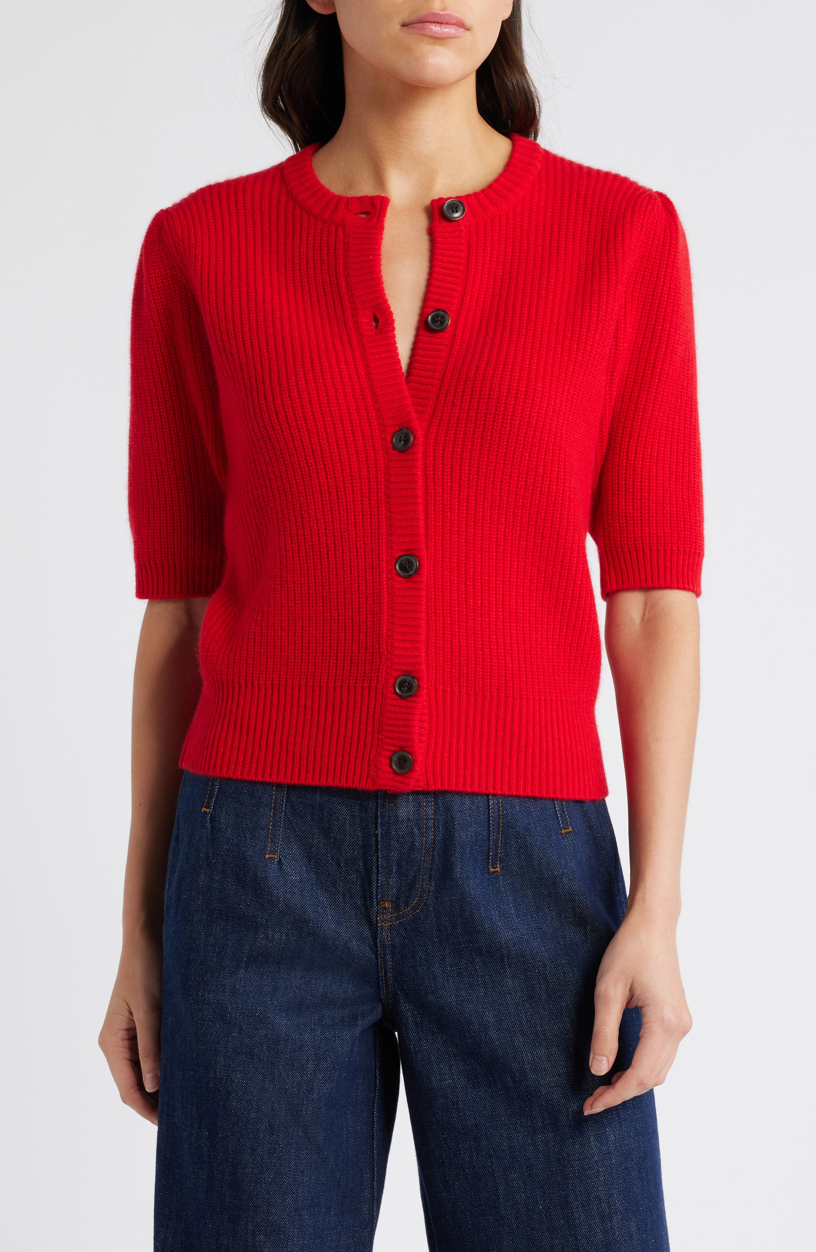 FRAME Shrunken Rib Wool & Cashmere Cardigan