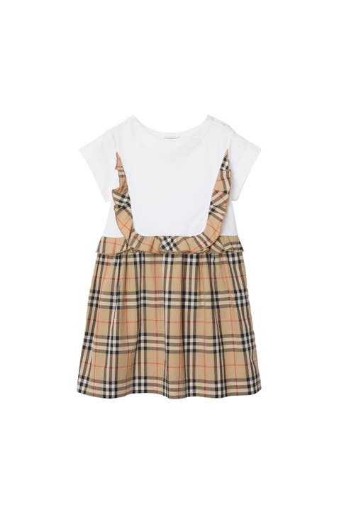 Check Trim Stretch Cotton Dress