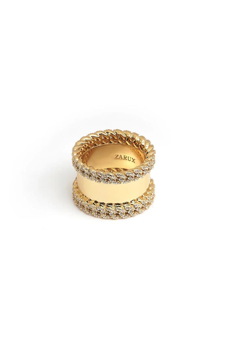 ZARUX Side Braid with Stone Ring, Main, color, Yellow Gold