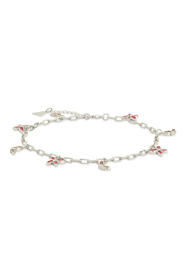 Caria Cubic Zirconia Butterfly Anklet, Alternate, color, SILVER