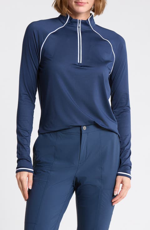 Solid Sun Protection Quarter Zip Performance Shirt