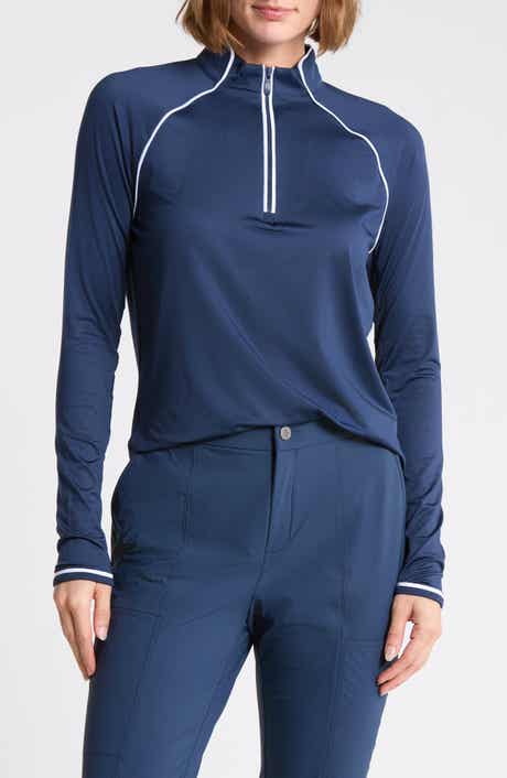 Solid Sun Protection Quarter Zip Performance Shirt