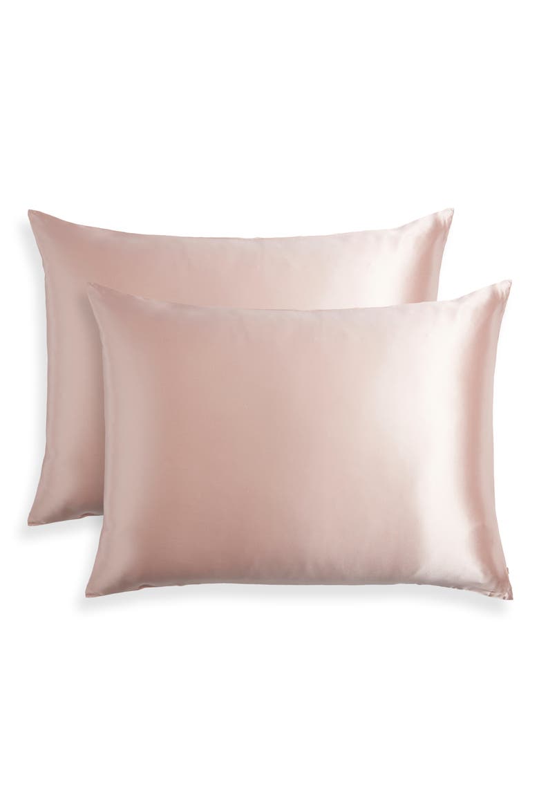 Set of 2 Silk Pillowcases, Main, color, PINK SEPIA