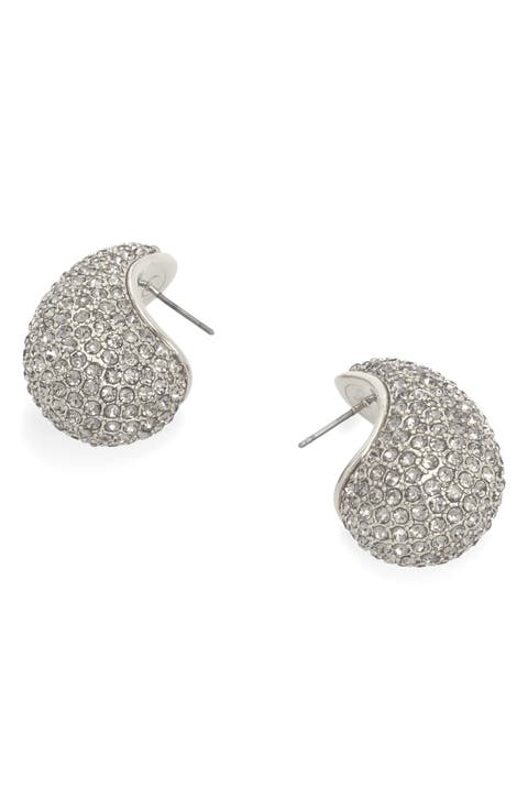 Crystal Pavé Dome Drop Earrings
