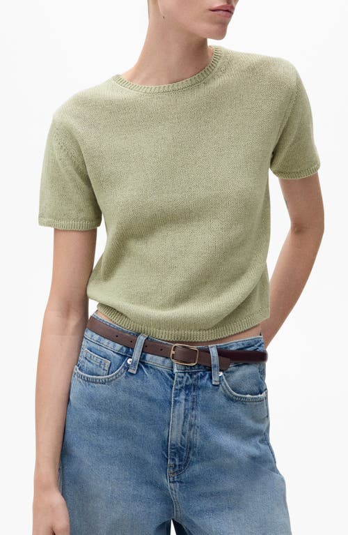 Mango Madeano Short Sleeve Crewneck Sweater In Green
