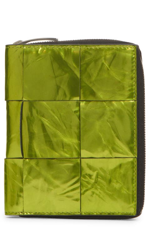 Intrecciato Metallic Leather Zip Wallet