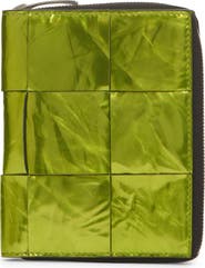 Bottega Veneta Intrecciato Metallic Leather Zip Wallet