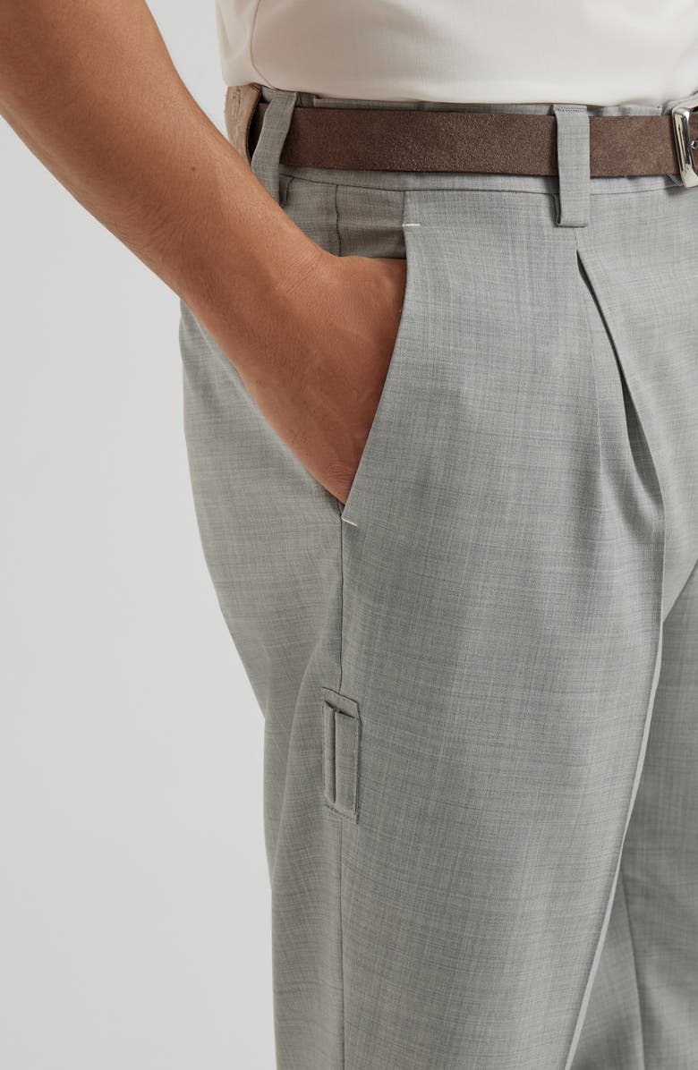 Brunello Cucinelli Virgin wool trousers, Alternate, color, Pearl Grey