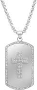 HMY JEWELRY Men's CZ Cross Dogtag Pendant Necklace