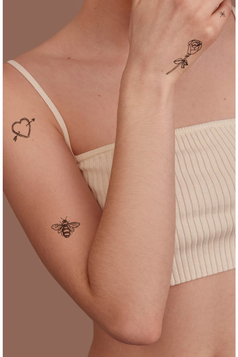 Embroidered Temporary Tattoos, Alternate, color, BLACK