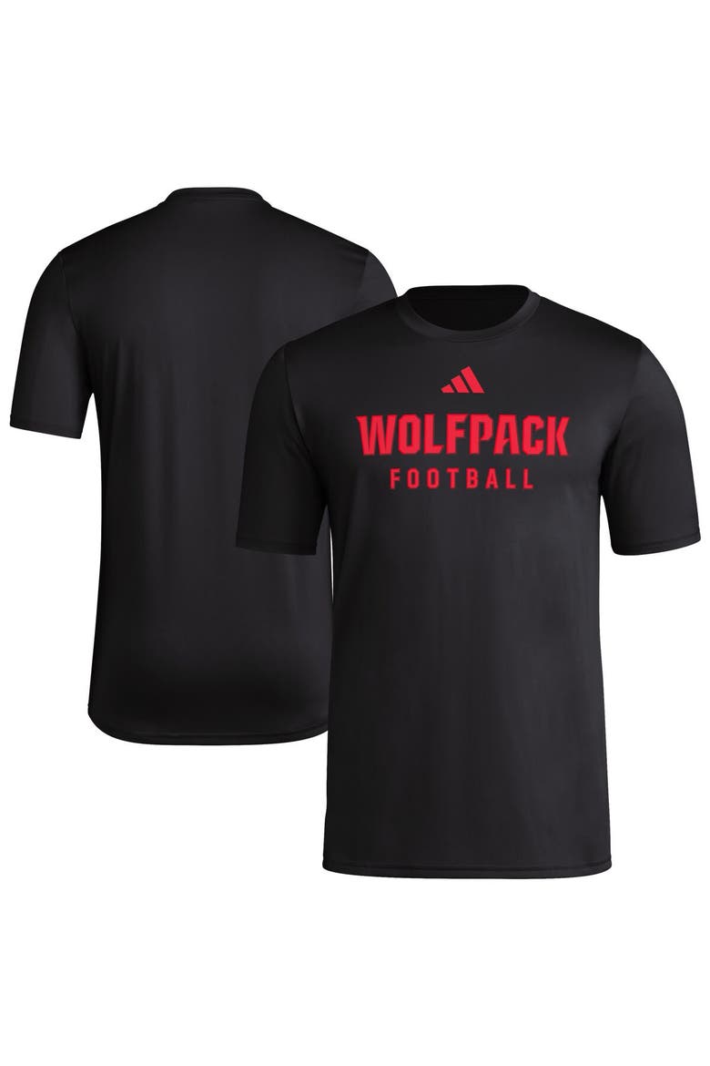 Men's adidas  Black NC State Wolfpack Locker Practice Football Pre-Game T-Shirt, Main, color, Black