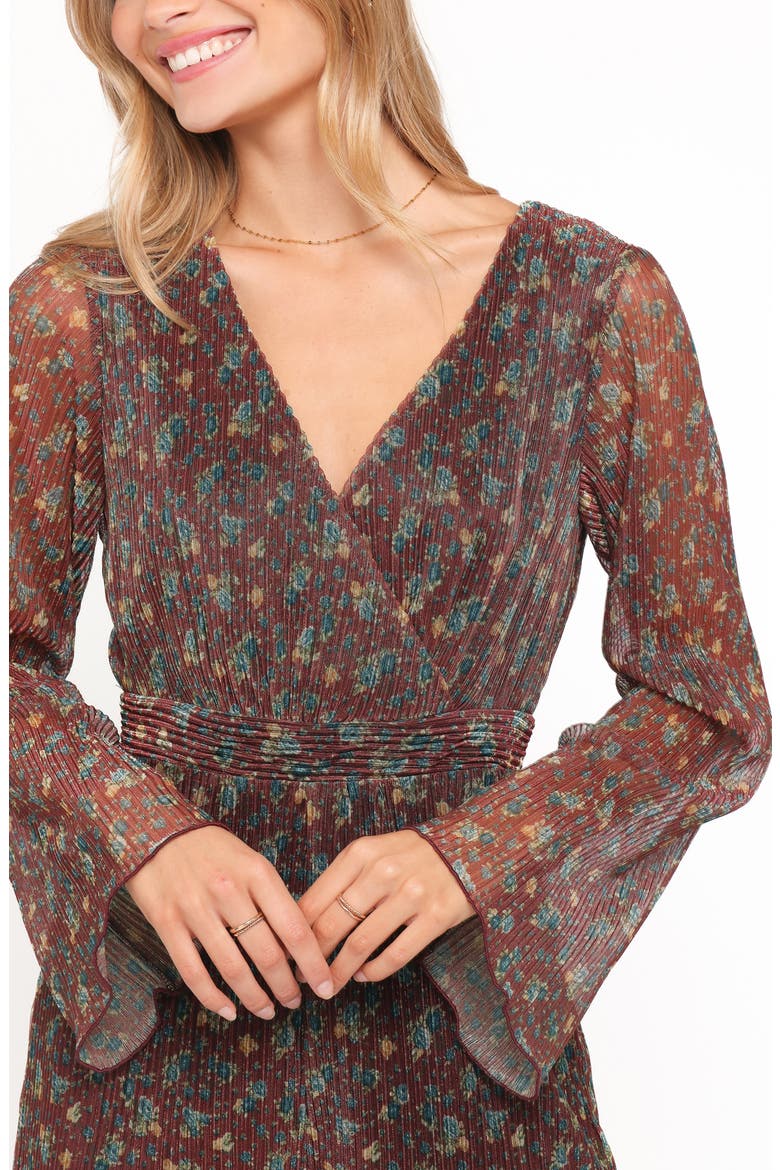 Rhiannon Print Long Sleeve Romper, Alternate, color, BROWN FLORAL