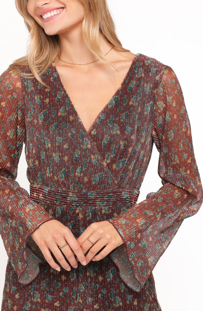 Petal & Pup Rhiannon Print Long Sleeve Romper, Alternate, color, Brown Floral