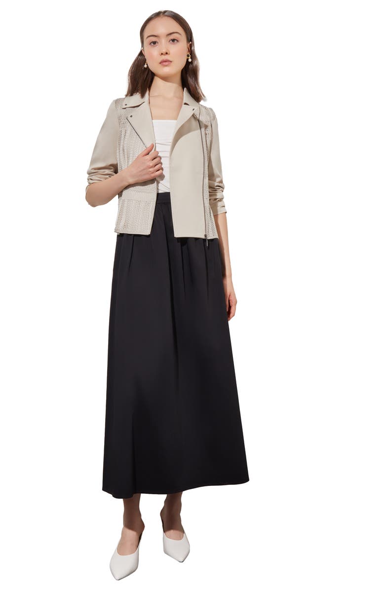 Ming Wang Knit & Twill Moto Jacket, Alternate, color, 