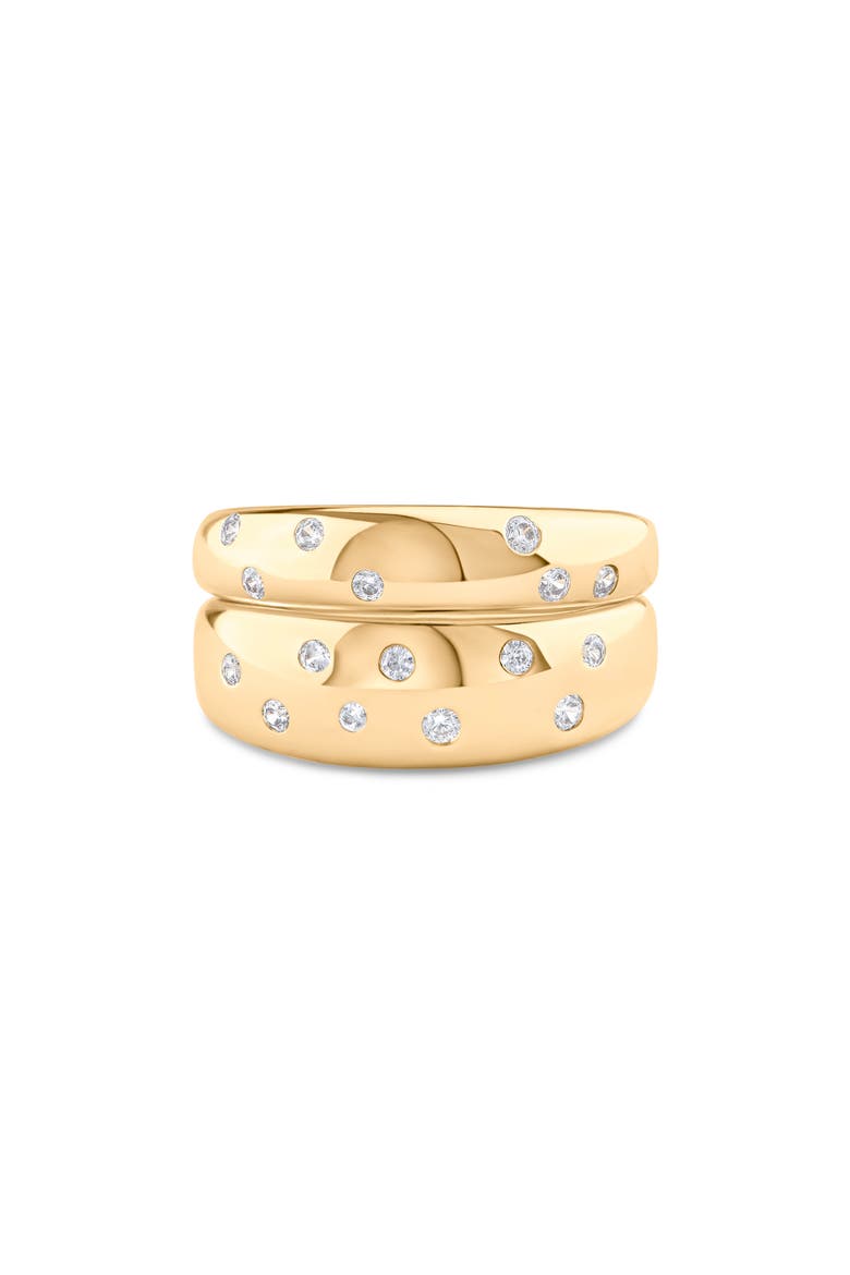 Set of 2 Cubic Zirconia Stackable Rings, Main, color, CLEAR GOLD
