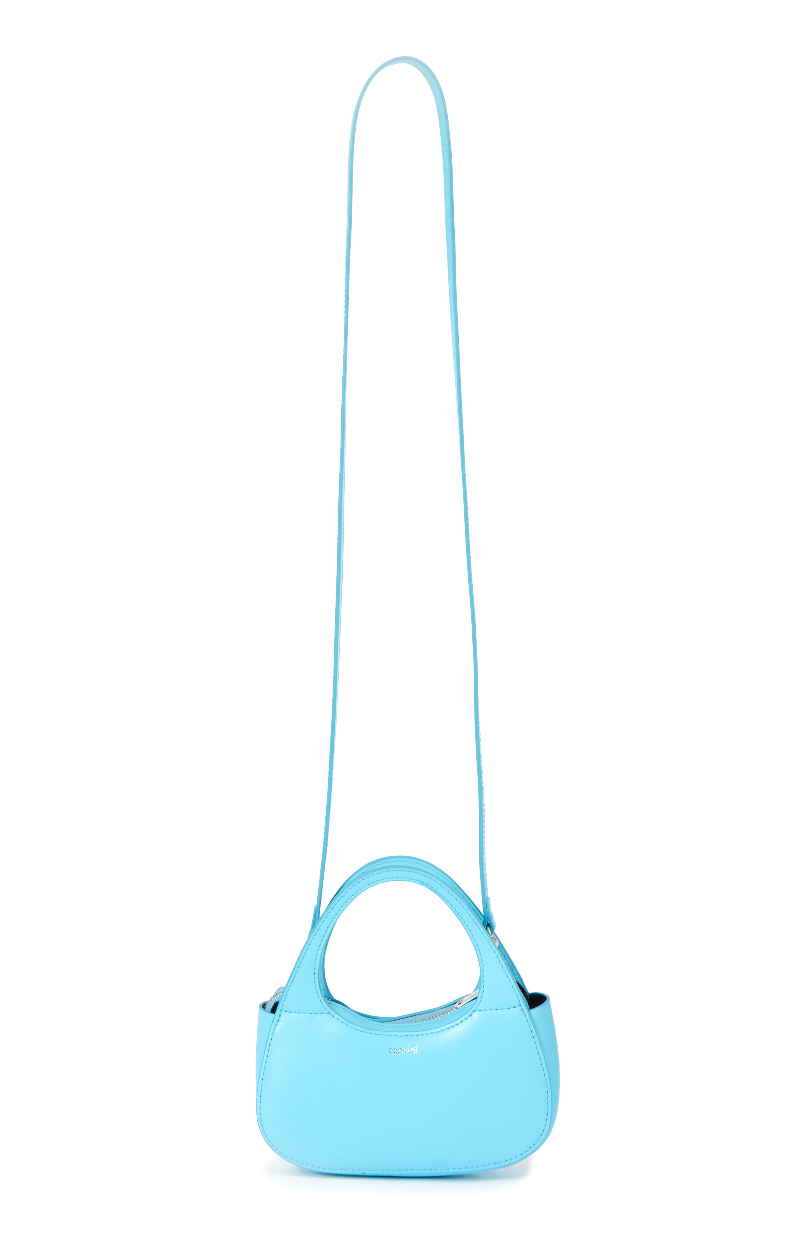 Micro Swipe Baguette Leather Top Handle Bag, Main, color, TURQUOISE