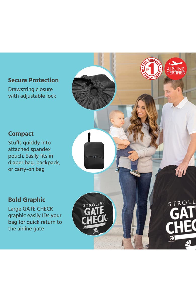 J.L Childress J.L. Childress Gate Check Bag for Single & Double Strollers, Neon Yellow, Height 46", Alternate, color, Black