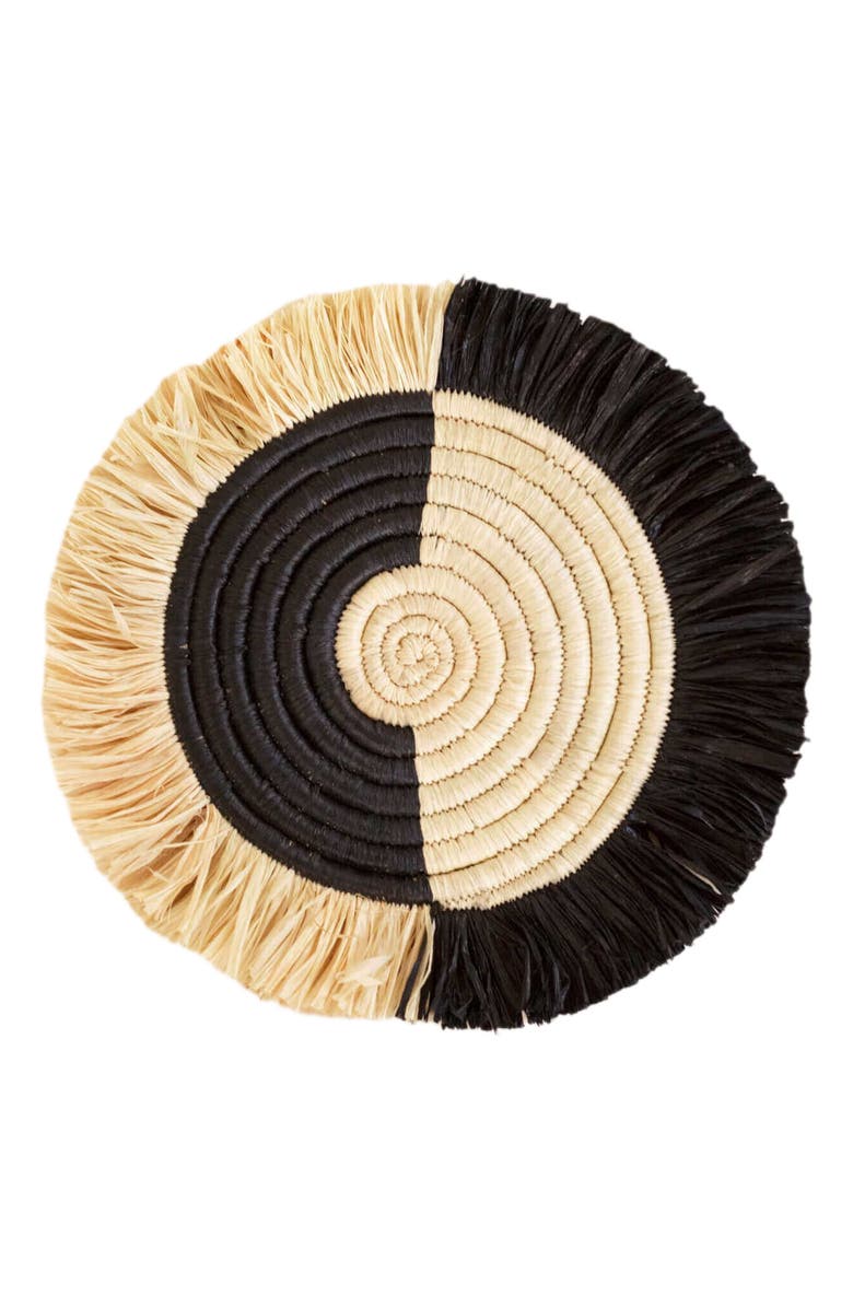 indego africa Two Tone Split Fringe Coasters - Set of 4, Alternate, color, Natural And Black