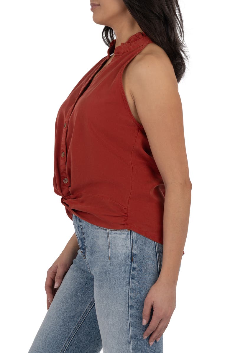 KUT from the Kloth Hester Twist Sleeveless Button-Up Top, Alternate, color, Terracotta