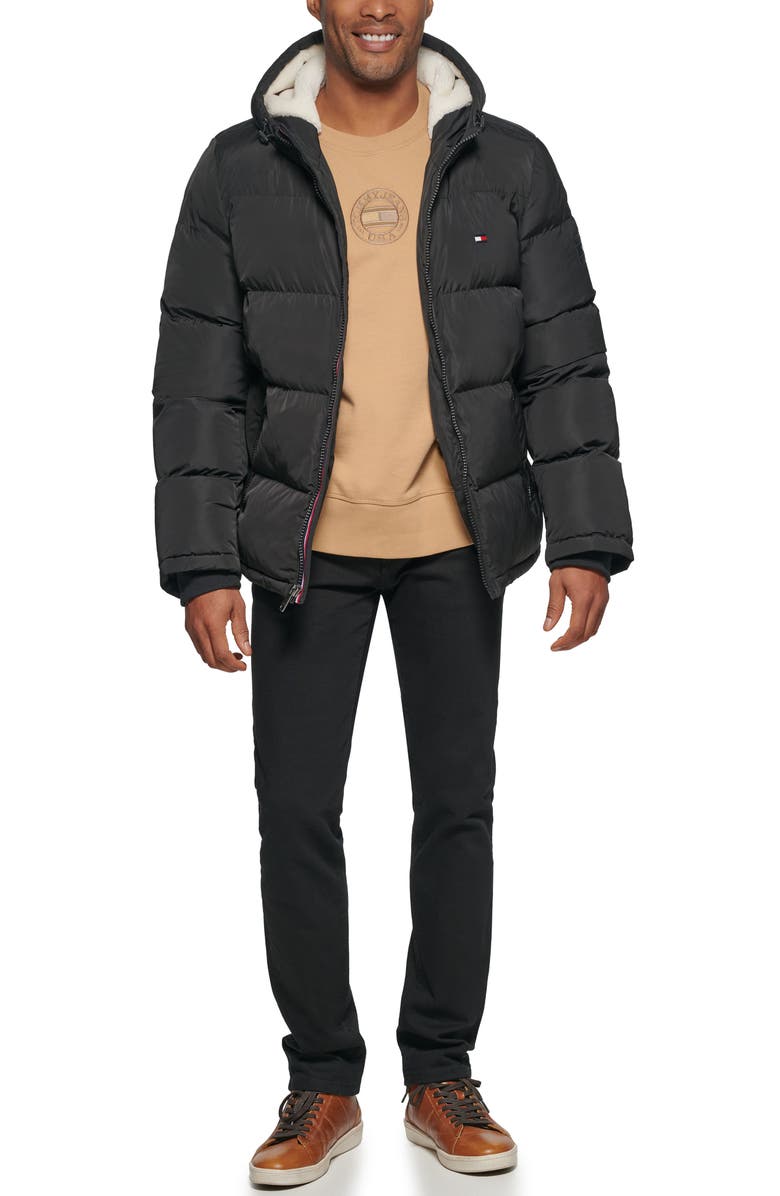 Tommy Hilfiger Faux Shearling Lined Hooded Puffer Jacket, Alternate, color,
