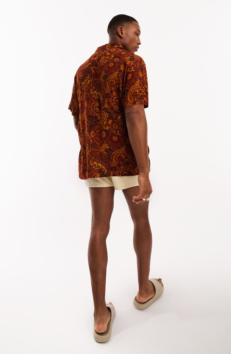 ASOS DESIGN Floral Paisley Relaxed Revere Button-Up Shirt, Alternate, color,